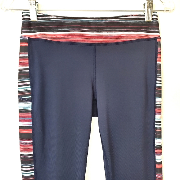 Roxy Blue Pink Striped Leggings Yoga Pants - Picture 5 of 7